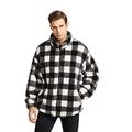 Men Winter Plaid Check Faux Fur Shearling Coat Men Winter Warm Faux Fur Sherpa Jacket Mid Length Flannel Collar Zip up Coat Men Short Coat Men Winter Fall Fleece Jacket Hoodless Coat M