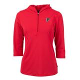 Women's Cutter & Buck Red Atlanta Falcons Virtue Eco Pique Half-Zip 3/4 Sleeve Pullover Hoodie