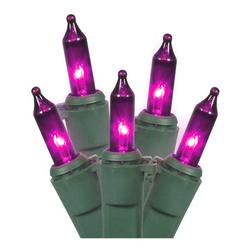 Vickerman 65001 - 50 Light 23' Green Wire Purple Miniature Christmas Light String Set with 5.5" Spacing (W5G0456)