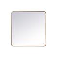 Soft corner metal rectangular mirror 36x36 inch in Brass - Elegant Lighting MR803636BR