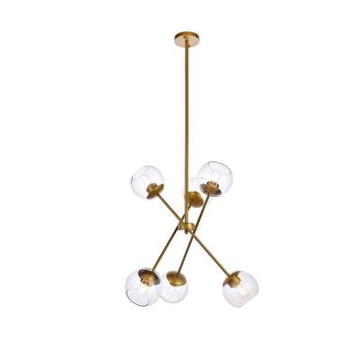 Axl 24 inch pendant in brass with clear shade - Elegant Lighting LD656D24BR