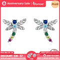 Bamoer – boucles d'oreilles en argent Sterling 925 véritable plusieurs Zircons colorés papillon