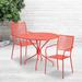 35-inch Round Steel 3-piece Patio Table Set with Square Back Chairs