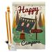 Angeleno Heritage Happy Campers House 2-Sided Polyester 40 x 28 in. Flag Set in Brown/Green | 40 H x 28 W in | Wayfair