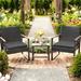 Wrought Studio™ Beoll 3 Piece Rattan Seating Group w/ Cushions Metal in Black | Outdoor Furniture | Wayfair 9D4EC894D85F4154A344376E3E80A238