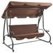 Arlmont & Co. Patio Swing Chair Outdoor Swing Bench w/ Adjustable Canopy Swing Seat Metal in Brown | 66.93 H x 91.34 W x 49.21 D in | Wayfair