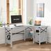 Steelside™ Koopman L-Shaped Home Office Computer Desk w/ Storage Cabinet, Farmhouse Office Table for Writing Study in White | Wayfair