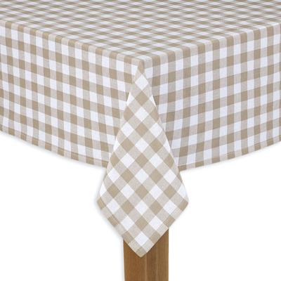 Wide Width BUFFALO CHECK TABLECLOTHS by LINTEX LINENS in Sand (Size 52" W 70" L)