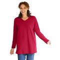 Plus Size Women's Perfect Long-Sleeve V-Neck Tunic by Woman Within in Classic Red (Size 18/20)