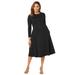 Plus Size Women's Long Sleeve Ponte Dress by Jessica London in Black (Size 22 W)