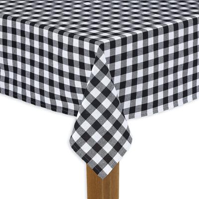 Wide Width BUFFALO CHECK TABLECLOTHS by LINTEX LINENS in Black (Size 60" W 104"L)