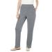 Plus Size Women's 7-Day Knit Ribbed Straight Leg Pant by Woman Within in Medium Heather Grey (Size 1X)
