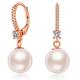 Pearl Earrings Rose Gold Earrings for Women Pearl Drop Earrings Silver Pearl Earrings Pearl Leverback Earrings Pearl Hoop Earrings Sterling Silver Earrings Womens Pearl Earrings Drop 10mm