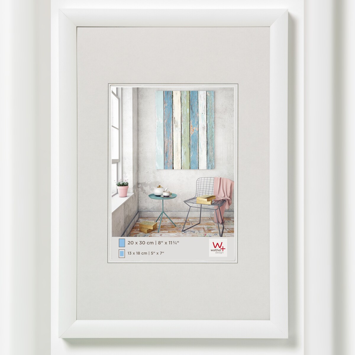 walther + design Trendstyle Kunststoff Bilderrahmen, weiss, 50 x 70 cm Image