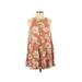 Forever 21 Casual Dress - A-Line Crew Neck Sleeveless: Orange Floral Dresses - Women's Size Small