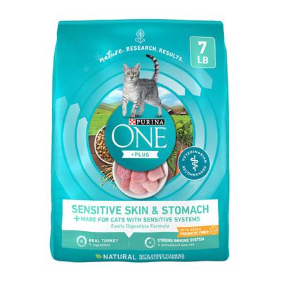 Purina ONE Sensitive Skin and Stomach Formula, +Plus Natural Dry Cat Food, 7 lbs.