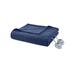 Serta Ribbed Micro Fleece Heated Blanket Microfiber/Fleece/Microfiber/Fleece in Blue | 84 W in | Wayfair ST54-0172