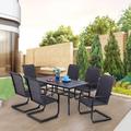 Lark Manor™ Alyah Rectangular 6 - Person 60" Long Outdoor Dining Set Metal in Black | 29 H x 60 W x 35 D in | Wayfair