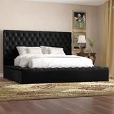 Everly Quinn Johnnay Tufted Storage Platform Bed Upholstered/Velvet in Black | 60.5 H x 86 W x 98 D in | Wayfair 46828100CC7E497DBEC3734A0DAD126B