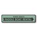 Lizton Sign Shop, Inc Paddle Boat Rental Custom Aluminum Sign Metal in Black/Blue/Gray | 4 H x 18 W x 0.04 D in | Wayfair 1247-A418