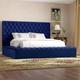 Everly Quinn Johnnay Tufted Storage Platform Bed Upholstered/Velvet in Blue | 60.5 H x 86 W x 98 D in | Wayfair 229D0A6D1452436280E121EA314EC446