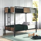 Greyleigh™ Baby & Kids Standard Bunk Bed by Greyleigh Baby & Kids Wood/Metal in Black/Brown | 66.5 H x 55.75 W x 77.75 D in | Wayfair