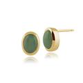 Gemondo Women 375 Gold 9ct Yellow Gold Oval Jade Classic Bezel Set Stud Earrings Green 7x6mm