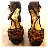 Michael Kors Shoes | Cheetah Print Black Chunky Stilettos Michael Kors | Color: Black/Gold | Size: 7.5