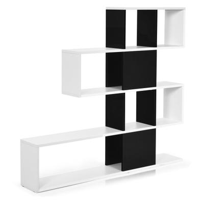 Costway 5-Tier Bookshelf Corner Ladder Bookcase with Storage Rack-Black & White