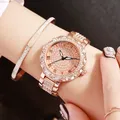 Montre à quartz pour femmes ciel étoilé étanche en acier