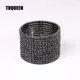 Bracelet Indien Large en Métal Plaqué Pistolet pour Femme 12 Rangées de Strass en Clip Noir