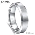 Tigrade-Bague Unisexe en Carbure de Tungstène Brossé de 4/6/8mm Alliance pour Femme et Homme