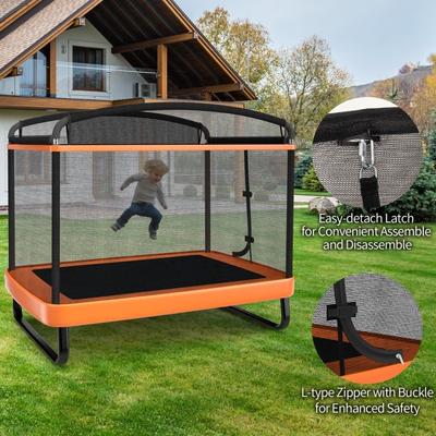 6-Foot Kids Trampoline with Safety Swing Fence for Fun and Safety - 75" x 50" x 63" (L x W x H)