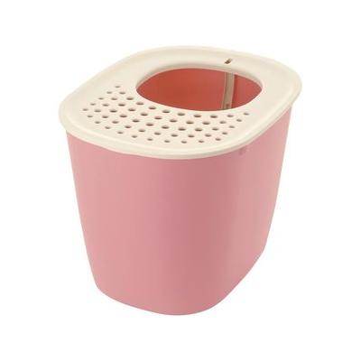 Richell PAW TRAX Top Entry Cat Litter Box, Salmon Pink
