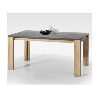 Tisch 160 x 90 cm grau mit Beinen aus Natureichenholz - Monza Image