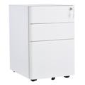 Caisson bureau roulettes 3 tiroirs verrouillables trieur acier blanc