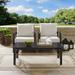 Crosley kaplan 3 pc outdoor seating set with oatmeal cushion - two outdoor chairs, coffee table - 50"W x 71.5"D x 36"H