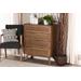 Baxton Studio Barrett Mid-Century Modern Walnut Brown Finished Wood and Synthetic Rattan 4-Drawer Chest - Wholesale Interiors MG9001-Rattan-4DW-Chest