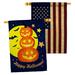 Breeze Decor Pumpkin Trio 2-Sided Polyester 40 x 28 in. House Flag in Blue/Yellow | 40 H x 28 W in | Wayfair BD-HO-HP-112107-IP-BOAA-D-US21-BD