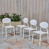 Wade Logan® Greenridge Stacking Patio Dining Side Chair Plastic/Resin in White | 32 H x 17.75 W x 18.5 D in | Wayfair