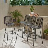 George Oliver Enloe Patio Bar Stool Metal/Wicker/Rattan in Gray | 43 H x 18.25 W x 21.75 D in | Wayfair 4E88EBDB95AF49BCBCB319CE62CDB670