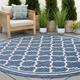 Blue/White 63 x 0.09 in Indoor/Outdoor Area Rug - Three Posts™ Danesfield Geometric Flatweave Blue Area Rug Polypropylene | 63 W x 0.09 D in | Wayfair