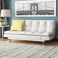 Wade Logan® Allizzon Full 73" Wide Faux Leather Convertible Sofa Faux Leather/Wood in Gray | 35.5 H x 73 W x 37 D in | Wayfair LATT4891 38105722