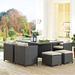 Wade Logan® Stopover 9 Piece Outdoor Patio Sunbrella Dining Set Glass in Brown/Gray | 29.5 H x 52.5 W x 52.5 D in | Wayfair