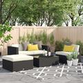 Zipcode Design™ Hazen Outsunny 5-Piece Outdoor Sectional Furniture, Patio Sofa Set, 3-Seat PE Wicker Couch | 25.25 H x 29.5 W x 29.5 D in | Wayfair