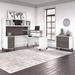 Gracie Oaks Magomed L-Shape Standing Desk w/ Hutch in Gray/White | 71.01 W x 71.75 D in | Wayfair B02AA2D397234B2A98F60B4904F82284