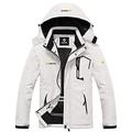 GEMYSE Men's Winter Waterproof Ski Jacket Mountain Windproof Fleece Coat with Hood (White 1,S)