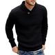 FUERI Mens Shawl Collar Jumper Fine Knit Cotton Pullover Lightweight Slim Fit Sweater Knitwear Winter Outwear Top, Black, XXL