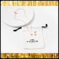 Coach Jewelry | Coach Necklace And Tea Rose Stud Set | Color: Gold/Red | Size: Os