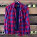 American Eagle Outfitters Tops | American Eagle Flannel Long Sleeve Button-Up Top | Color: Blue/Red | Size: M